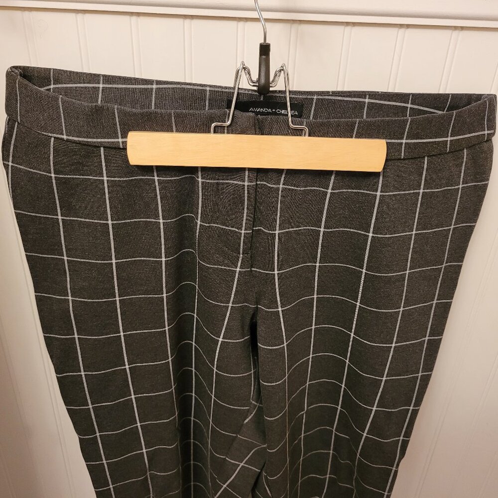 Amanda + Chelsea Alex Ponte Knit Trousers Grey & White Size 14
